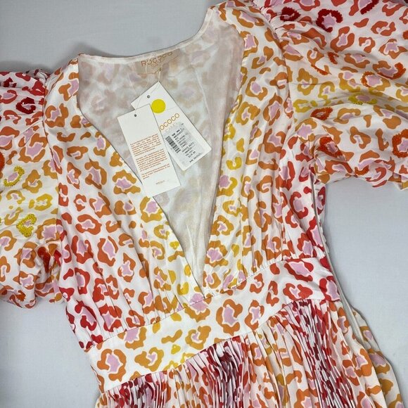 Rococo Sand Avana Orange Leopard Dress XS NWT $640 - Picture 11 of 14